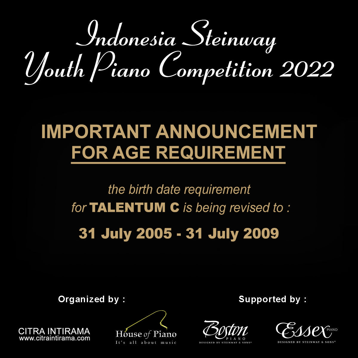 Syarat & Ketentuan Indonesia Steinway Youth Piano Competition 2022