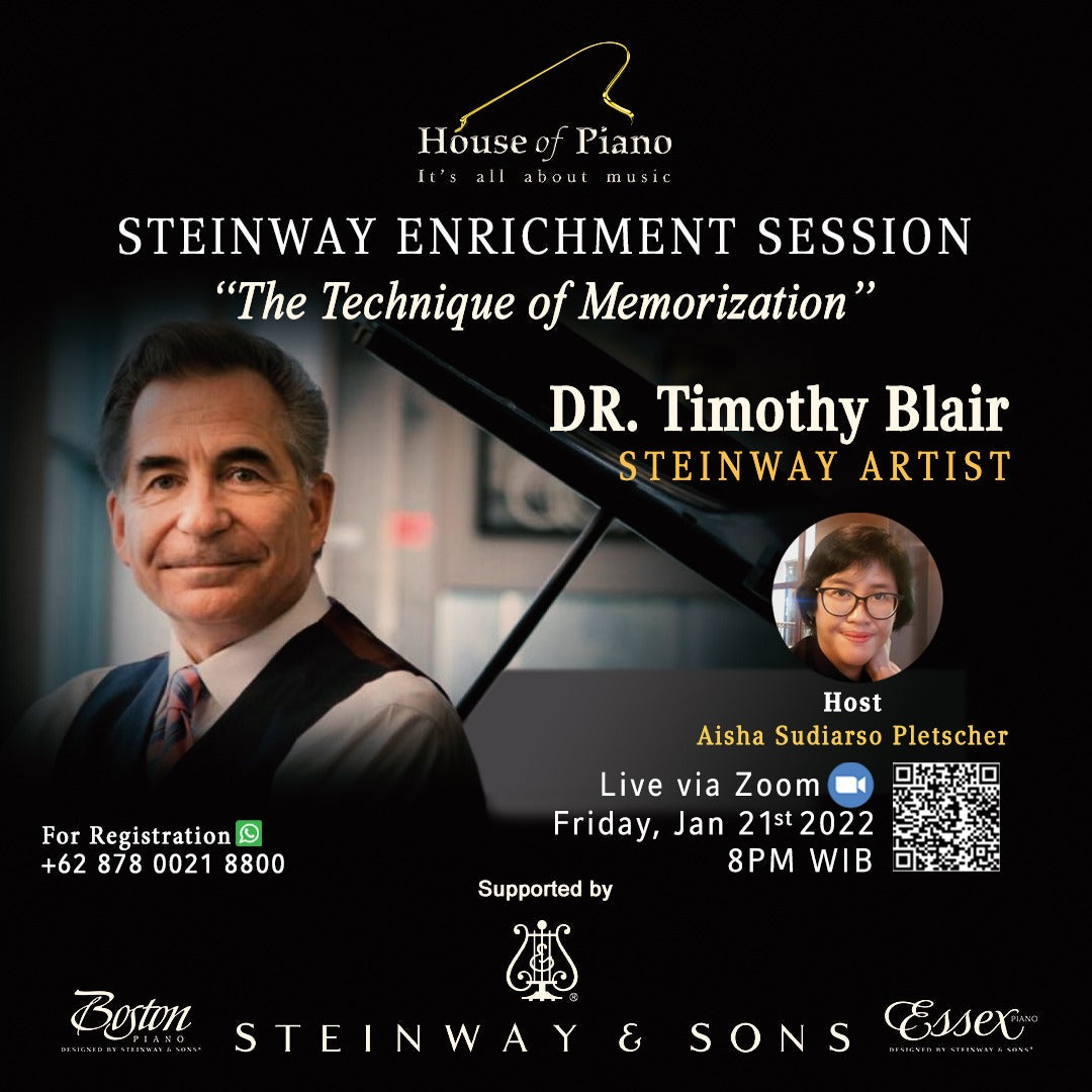 STEINWAY ENRICHMENT SESSION “The Technique of Memorization” – Dr. Timothy Blair, Steinway Artist