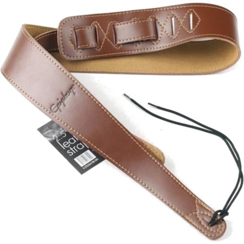 Guitar Strap Epiphone Premium Leather Guitar Strap, Brown A [ AEST-BRN ]