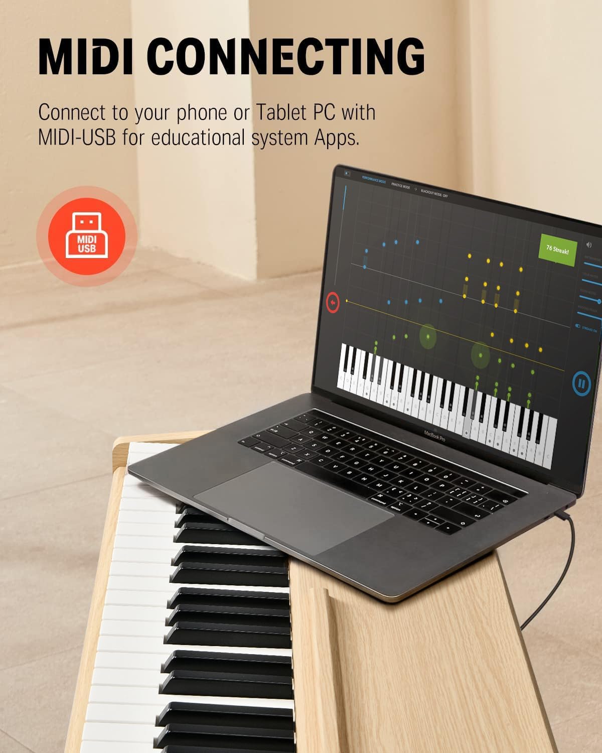 Donner DDP-80 Wooden 88-Keys Weighted - Natural