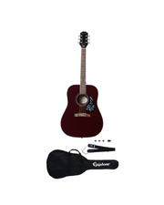 Acoustic Guitar Epiphone Starting Player Pack Wine Red - PPAG-EASTARWRCH1
